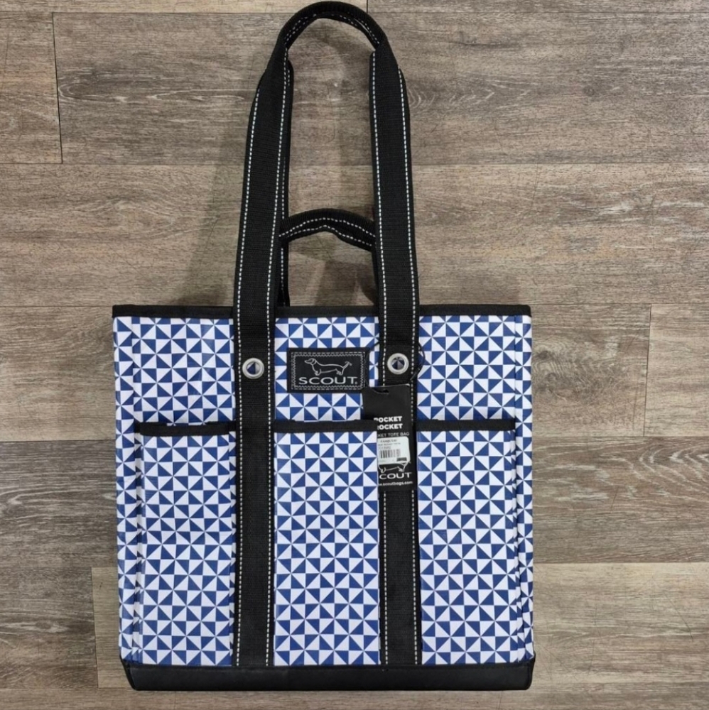 Scout Blue and White Geometric Tote Bag